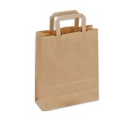 Sac kraft 70g/m2 poignees plates    18x8x22cm paquet 50 unites coloris brun 20025