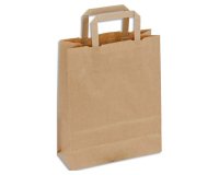 Sac kraft 70g/m2 poignees plates    18x8x22cm paquet 50 unites coloris brun 20025