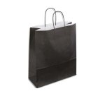 Sac kraft 90g/m2 poignees torsadees 18x8x22cm paquet 50 unites coloris noir 21276