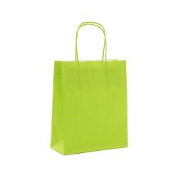 Sac kraft 90g/m2 poignees torsadees 18x8x22cm paquet 50 unites coloris vert