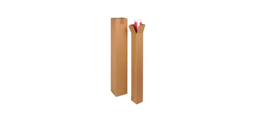 Tube d expedition carre cartonkraft recycle simple cannelureprotection renforcee aux      extremites 15x15x60cm