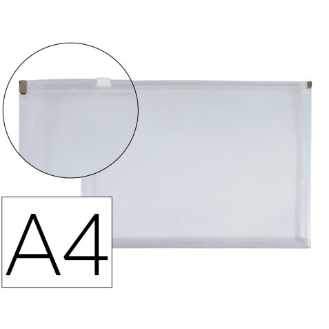 Pochette enveloppe liderpapel polypropylene 180 microns a4  210x297mm fermeture eclair    transparent incolore