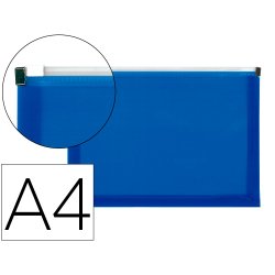 Pochette enveloppe liderpapel polypropylene 180 microns a4  210x297mm fermeture eclair    bleu translucide