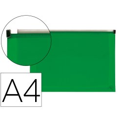 Pochette enveloppe liderpapel polypropylne 180 microns a4  210x297mm fermeture clair    vert translucide