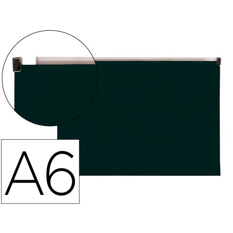 Pochette enveloppe liderpapel polypropylene 180 microns a6  105x148mm fermeture eclair    noir opaque