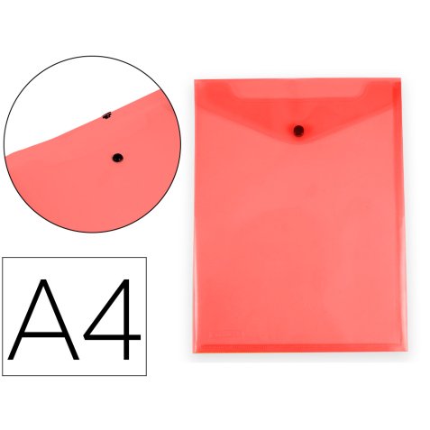 Pochette enveloppe liderpapel polypropylene 180 microns a4  297x210mm avec soufflet       fermeture bouton rouge