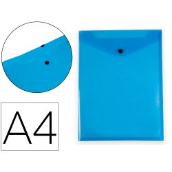 Pochette enveloppe liderpapel polypropylene 180 microns a4  297x210mm avec soufflet       fermeture bouton bleu