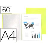 Protege-documents liderpapel polypropylene couverture      flexible 60 pochettes fixes   a4 220x297mm jaune fluo