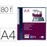 Protege-documents liderpapel personnalisable kangourou polypropylene 80 pochettes fixes a4 coloris bleu translucide