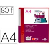 Protege-documents liderpapel personnalisable kangourou polypropylene 80 pochettes fixes a4 coloris rouge translucide