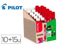 Pack pilot v-board master 10 marqueurs effacables a sec    pointe conique moyenne 10 recharges 5 offertes coloris rouge