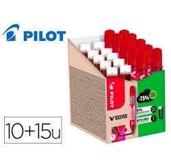 Pack pilot v-board master 10 marqueurs effacables a sec    pointe conique moyenne 10 recharges 5 offertes coloris rouge