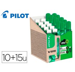 Pack pilot v-board master 10 marqueurs effacables a sec    pointe conique moyenne 10 recharges 5 offertes coloris vert