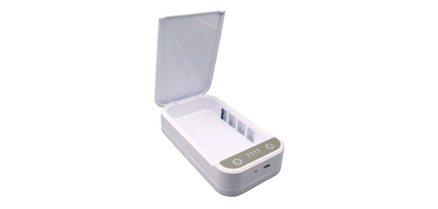 Boitier de sterilisation uvc innova detruit                micro-organismes et bacteries pour portables cles lunettes