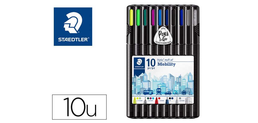 Etui staedtler triplus mobily set 10 unites 4 feutres 2     stylos 1 porte-mine 2         surligneurs 1 regle