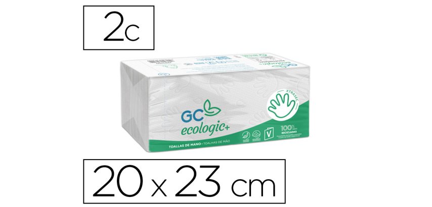 Essuie-mains ecologique xtrasec 2 plis 200x230mm      paquet de 196 unités