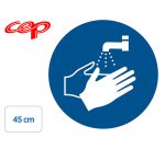 Stickers cep de signalisation de lavage des mains           obligatoire pose au sol       diametre 45cm