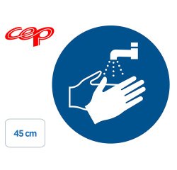 Stickers cep de signalisation de lavage des mains           obligatoire pose au sol       diametre 45cm