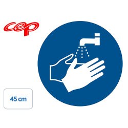 Stickers cep de signalisation de lavage des mains           obligatoire pose au sol       diametre 45cm