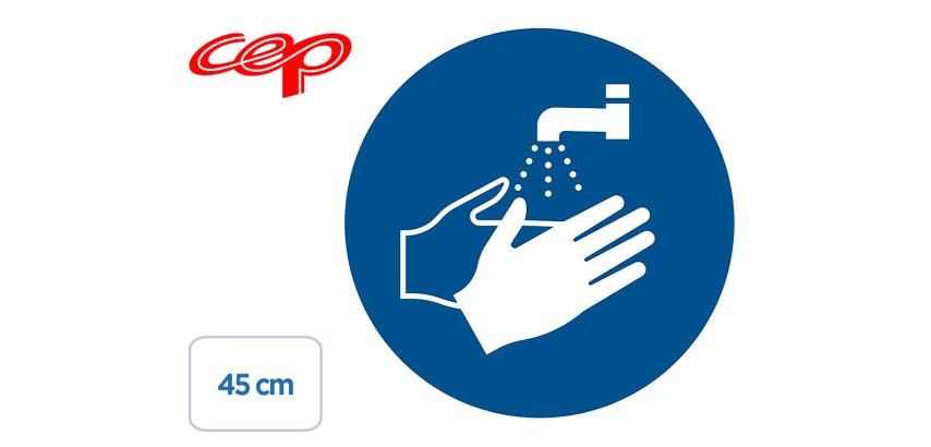 Stickers cep de signalisation de lavage des mains           obligatoire pose au sol       diametre 45cm