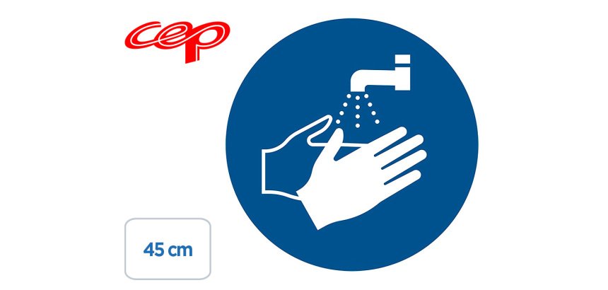 Stickers cep de signalisation de lavage des mains           obligatoire pose au sol       diametre 45cm