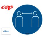 Stickers cep de signalisation respecter les distances de    securite pose au sol diametre 45cm