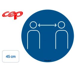 Stickers cep de signalisation respecter les distances de    securite pose au sol diametre 45cm