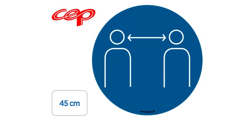 Stickers cep de signalisation respecter les distances de    securite pose au sol diametre 45cm