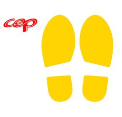 Stickers cep empreinte de pas permettant de materialiser    les voies de circulation      jaune jeu de 2