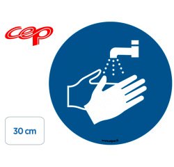Stickers cep de signalisation de lavage des mains           obligatoire mural diametre    30cm