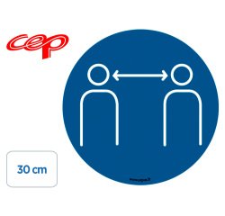 Stickers cep de signalisation respecter les distances de    securite mural diametre 30cm