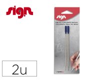 Recharge bille sign cross pointe moyenne coloris bleu   blister 2 unites