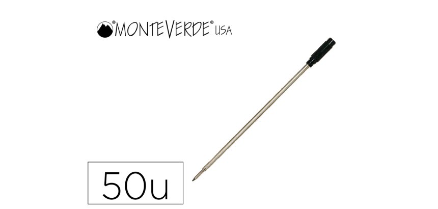 Recharge bille monteverde cross m pointe moyenne        coloris noir tube 50 unites