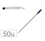 Recharge bille monteverde cross m pointe moyenne        coloris bleu tube 50 unites