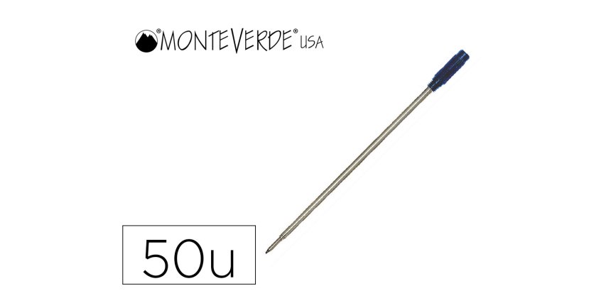 Recharge bille monteverde cross m pointe moyenne        coloris bleu tube 50 unites