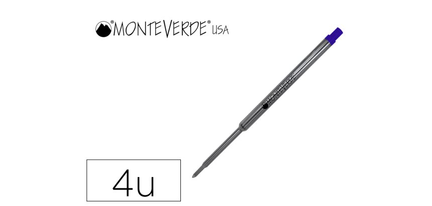 Recharge roller monteverde cross f pointe moyenne        coloris bleu tube 4 unites