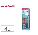 Roller uniball ocean care ecriture moyenne pointe 0,7mm encre liquide coloris         assortis pochette 4 unites