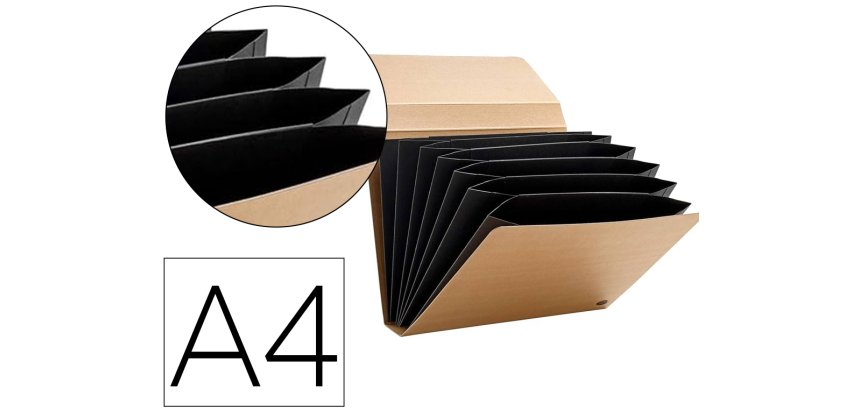 Classeur-trieur multo kraft carton 7 compartiments a4     fermeture elastique