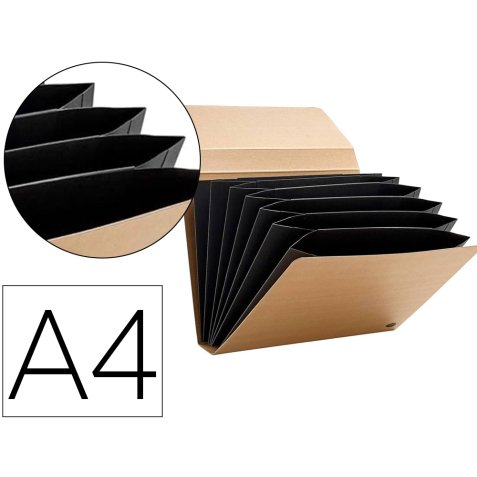 Classeur-trieur multo kraft carton 7 compartiments a4     fermeture elastique