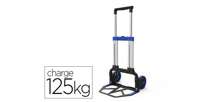 Diable viso manutention pliant telescopique aluminium bavette rabattable roues caoutchouc charge maximale 125kg