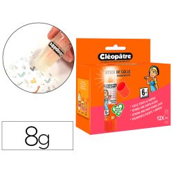 Stick de colle cleopatre invisible forte usage sans    solvant carton papier photos  des 6 ans 8gr  lot de 12
