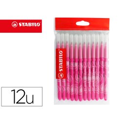 Recharge schoolpack feutre de coloriage stabilo trio a-z    encre lavable pointe moyenne  12 pieces rose be15/278-37829
