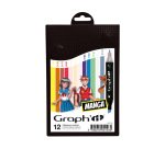 Marqueur manga colors graph'it double pointe encre  translucide set 12 unites