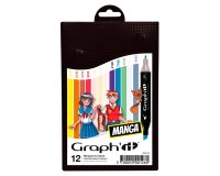 Marqueur manga colors graph'it double pointe encre  translucide set 12 unites
