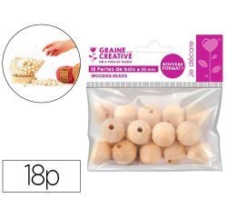 Perles en bois graine creative diametre 20mm sachet 18 pieces