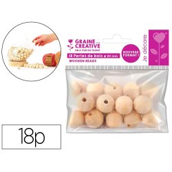 Perles en bois graine creative diametre 20mm sachet 18 pieces