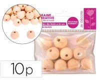Perles en bois graine creative diametre 25mm sachet 10 pieces