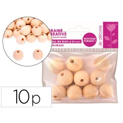 Perles en bois graine creative diametre 25mm sachet 10 pieces