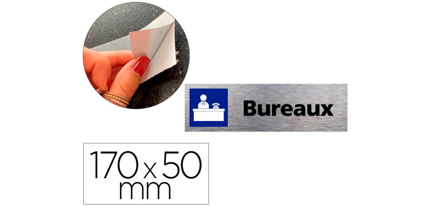 Plaque de porte bureaux signaletique biz avec         pictogramme en aluminium      brosse 3mm double face