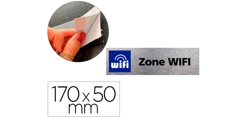 Plaque de porte zone wifi signaletique biz avec         pictogramme en aluminium      brosse 3mm double face